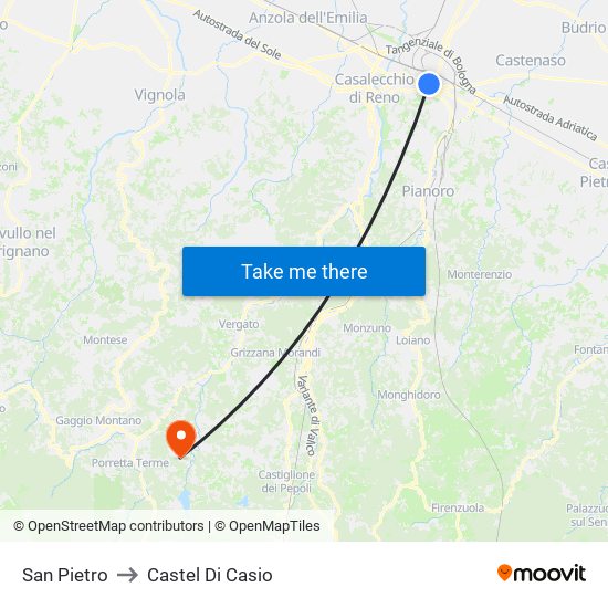 San Pietro to Castel Di Casio map