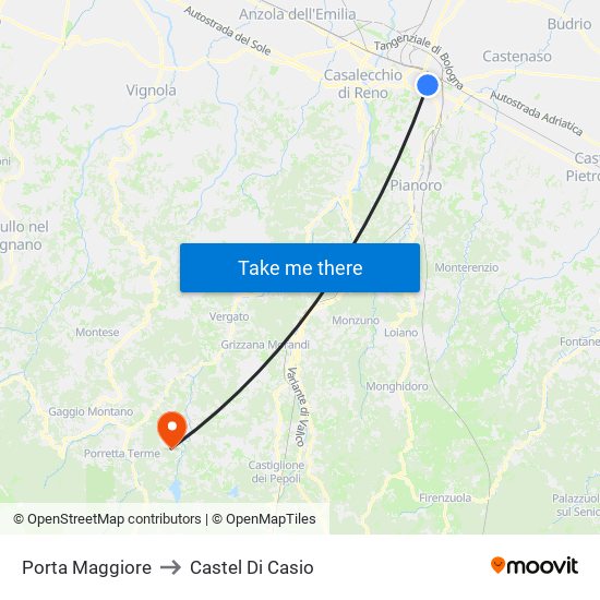Porta Maggiore to Castel Di Casio map