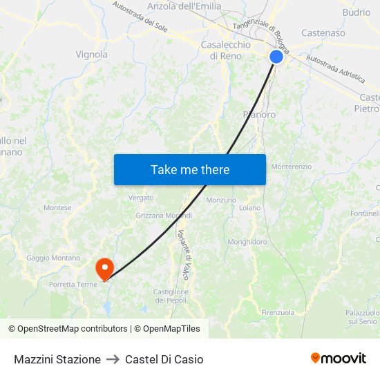 Mazzini Stazione to Castel Di Casio map