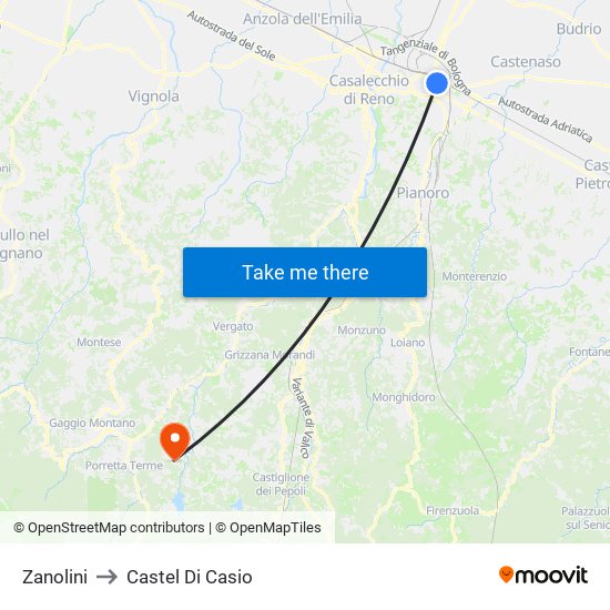 Zanolini to Castel Di Casio map