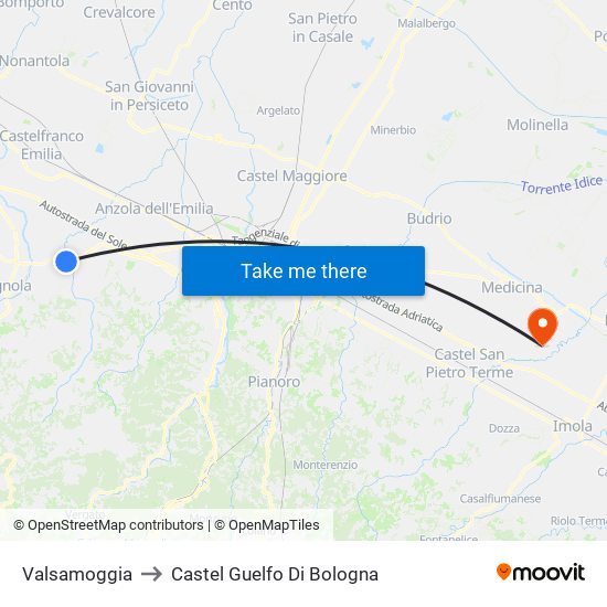Valsamoggia to Castel Guelfo Di Bologna map
