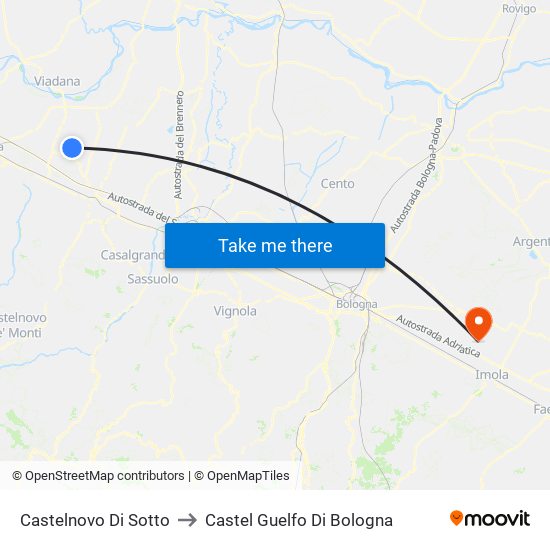Castelnovo Di Sotto to Castel Guelfo Di Bologna map