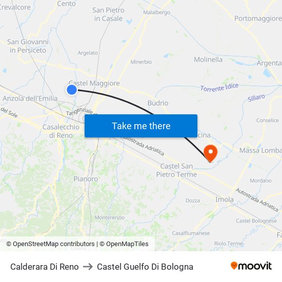 Calderara Di Reno to Castel Guelfo Di Bologna map