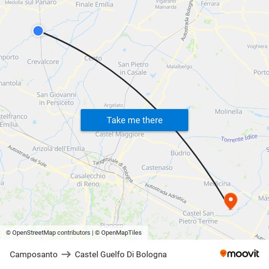 Camposanto to Castel Guelfo Di Bologna map