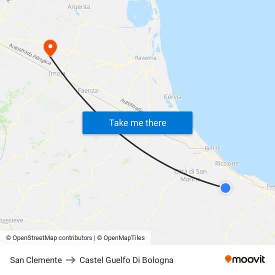 San Clemente to Castel Guelfo Di Bologna map