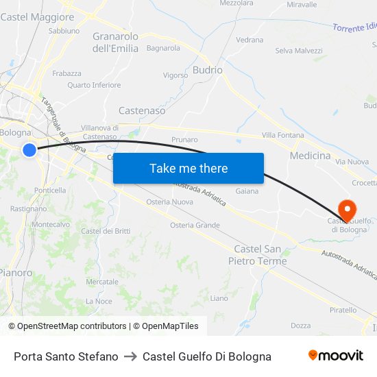 Porta Santo Stefano to Castel Guelfo Di Bologna map