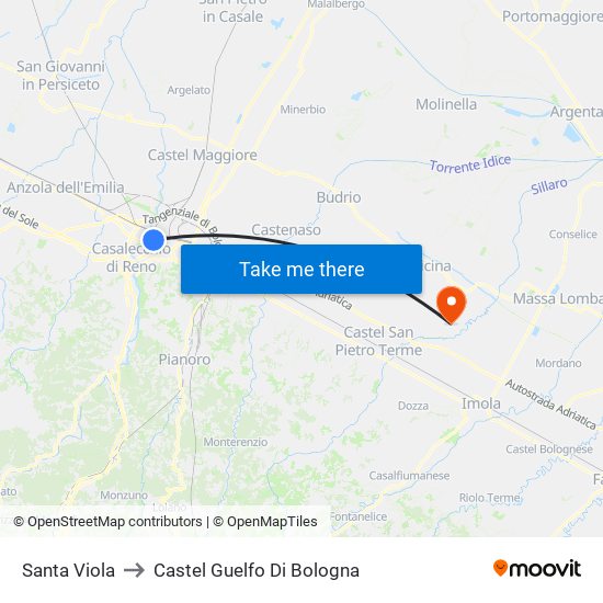 Santa Viola to Castel Guelfo Di Bologna map