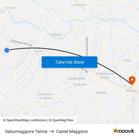 Salsomaggiore Terme to Castel Maggiore map