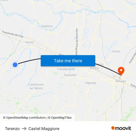 Terenzo to Castel Maggiore map