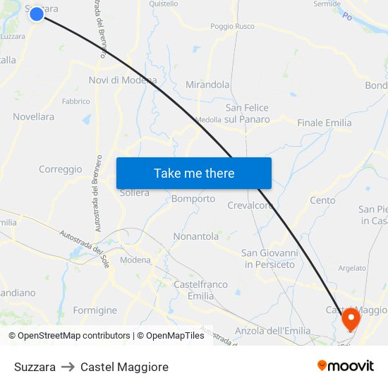 Suzzara to Castel Maggiore map