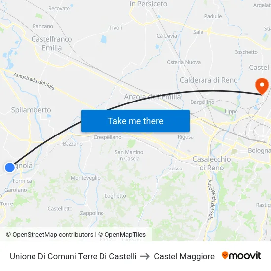 Unione Di Comuni Terre Di Castelli to Castel Maggiore map