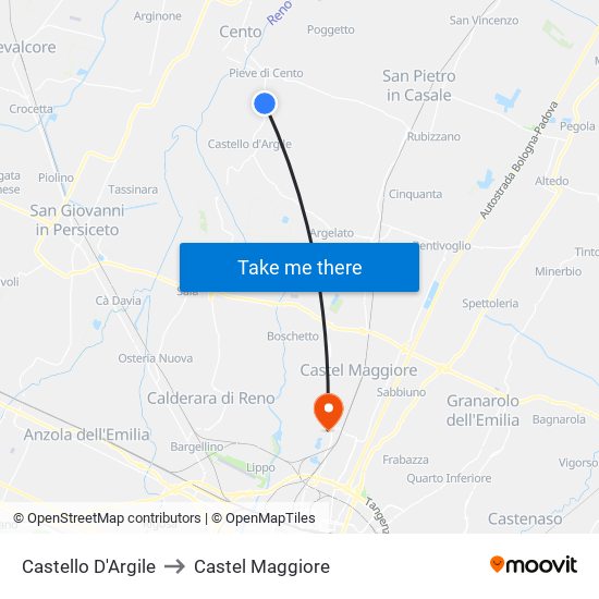 Castello D'Argile to Castel Maggiore map