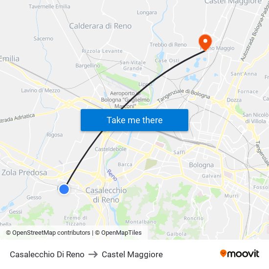 Casalecchio Di Reno to Castel Maggiore map