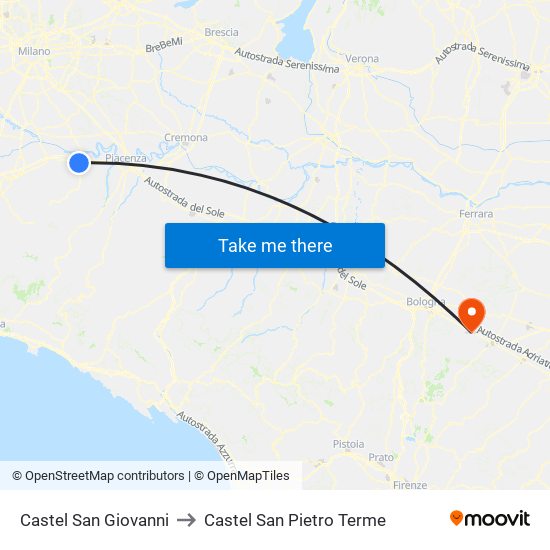 Castel San Giovanni to Castel San Pietro Terme map