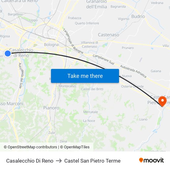 Casalecchio Di Reno to Castel San Pietro Terme map