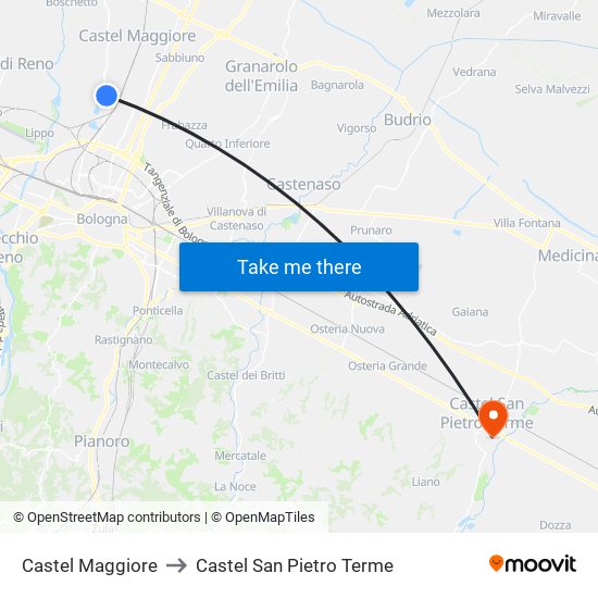 Castel Maggiore to Castel San Pietro Terme map