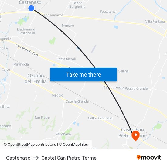 Castenaso to Castel San Pietro Terme map