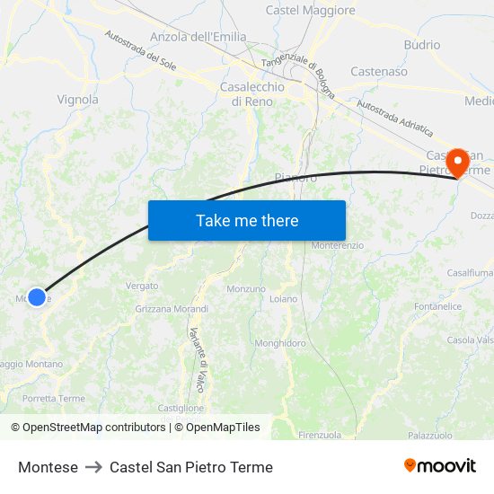 Montese to Castel San Pietro Terme map