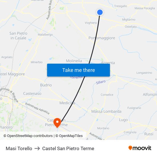 Masi Torello to Castel San Pietro Terme map