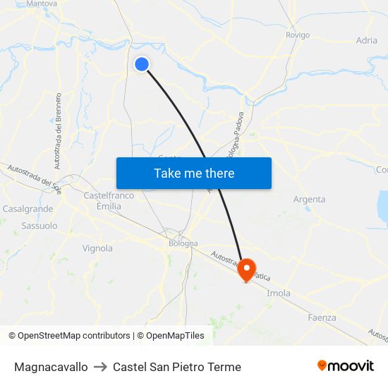 Magnacavallo to Castel San Pietro Terme map