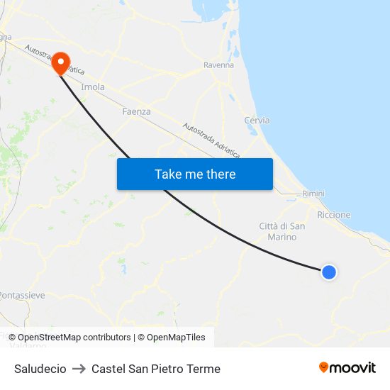 Saludecio to Castel San Pietro Terme map