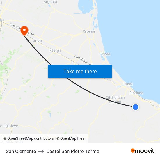 San Clemente to Castel San Pietro Terme map