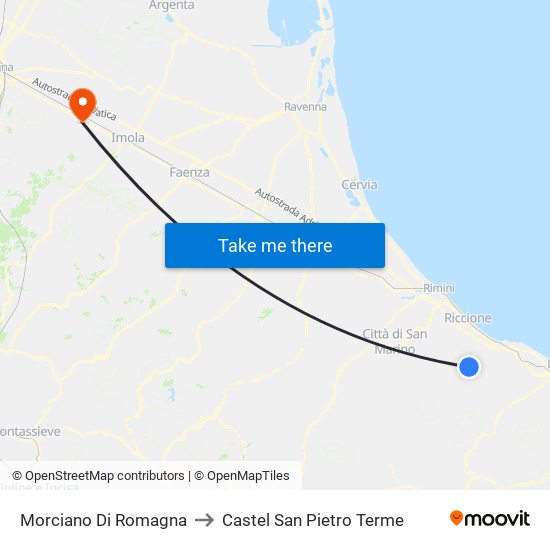Morciano Di Romagna to Castel San Pietro Terme map