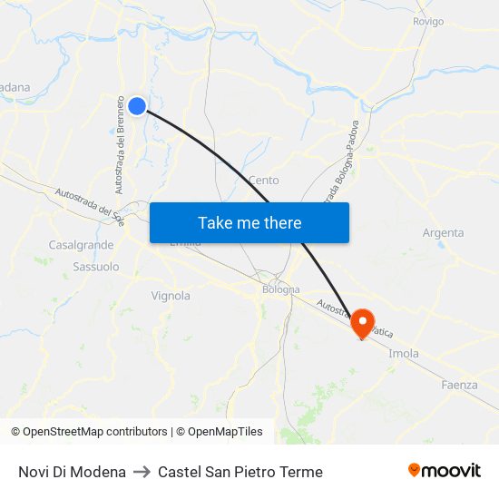 Novi Di Modena to Castel San Pietro Terme map