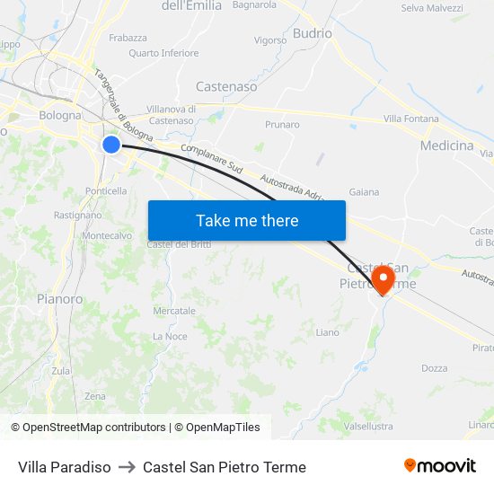 Villa Paradiso to Castel San Pietro Terme map