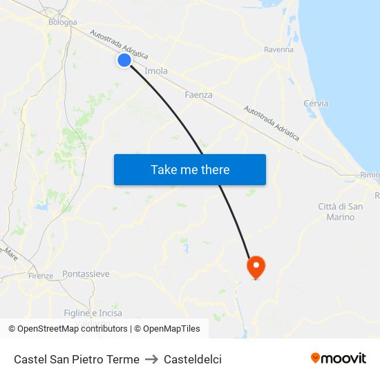 Castel San Pietro Terme to Casteldelci map