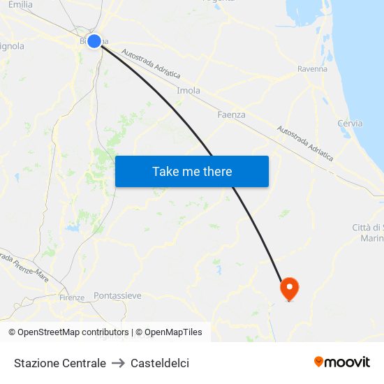 Stazione Centrale to Casteldelci map