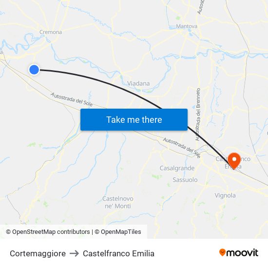 Cortemaggiore to Castelfranco Emilia map