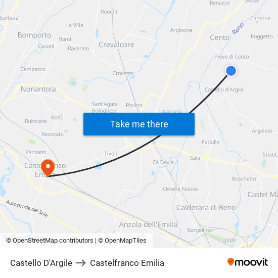 Castello D'Argile to Castelfranco Emilia map