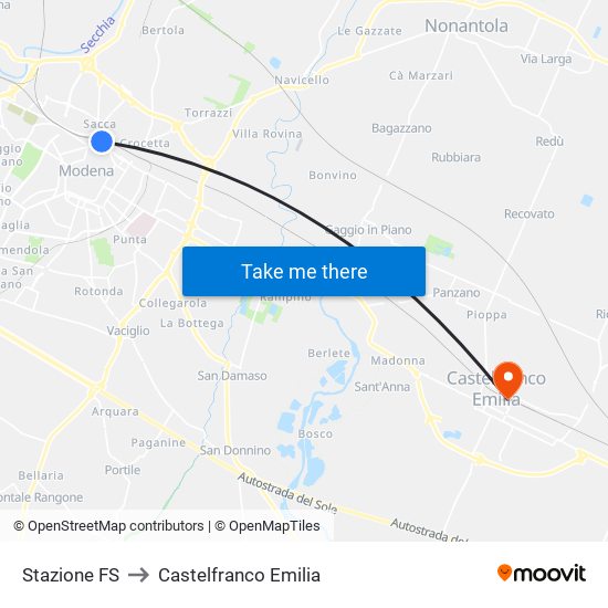 Stazione FS to Castelfranco Emilia map