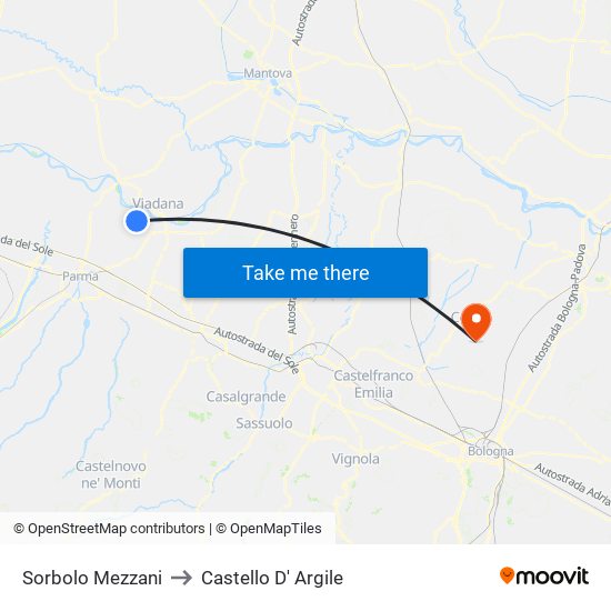 Sorbolo Mezzani to Castello D' Argile map