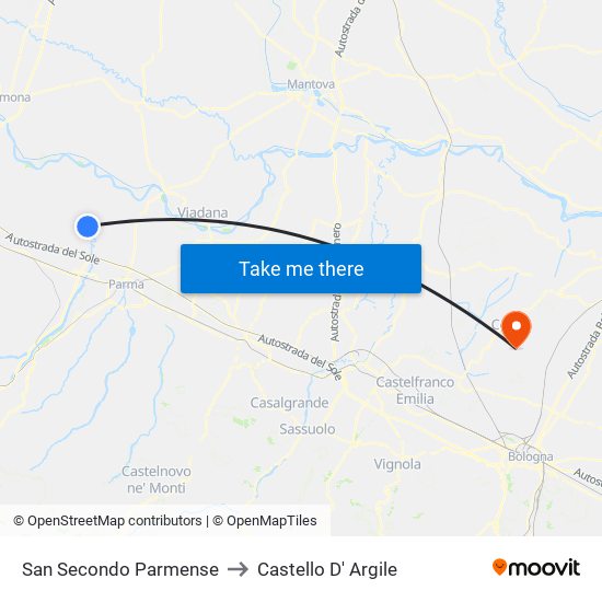 San Secondo Parmense to Castello D' Argile map