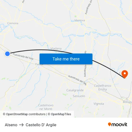 Alseno to Castello D' Argile map