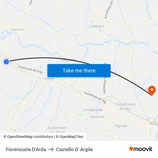 Fiorenzuola D'Arda to Castello D' Argile map