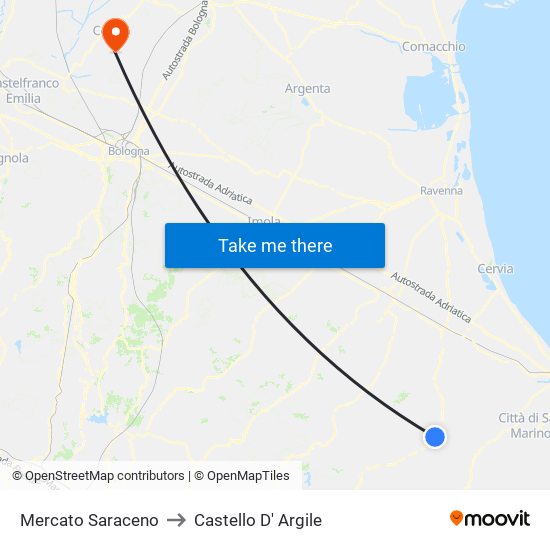 Mercato Saraceno to Castello D' Argile map