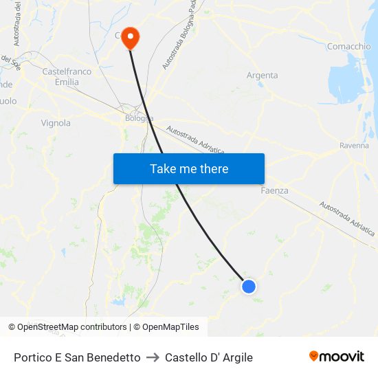 Portico E San Benedetto to Castello D' Argile map