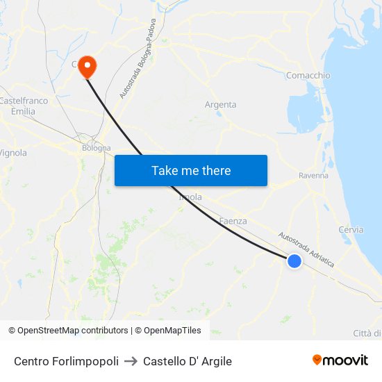Centro Forlimpopoli to Castello D' Argile map