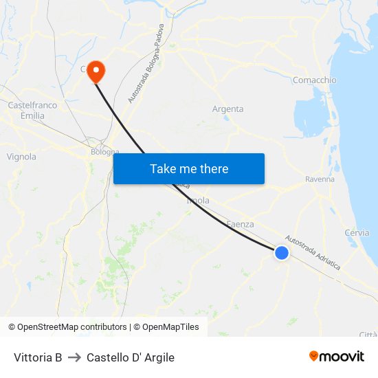 Vittoria B to Castello D' Argile map