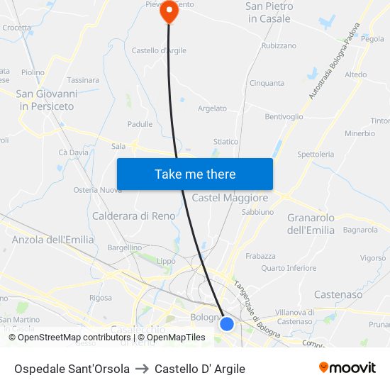 Ospedale Sant'Orsola to Castello D' Argile map