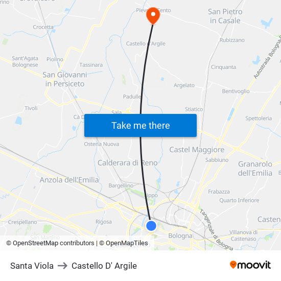 Santa Viola to Castello D' Argile map