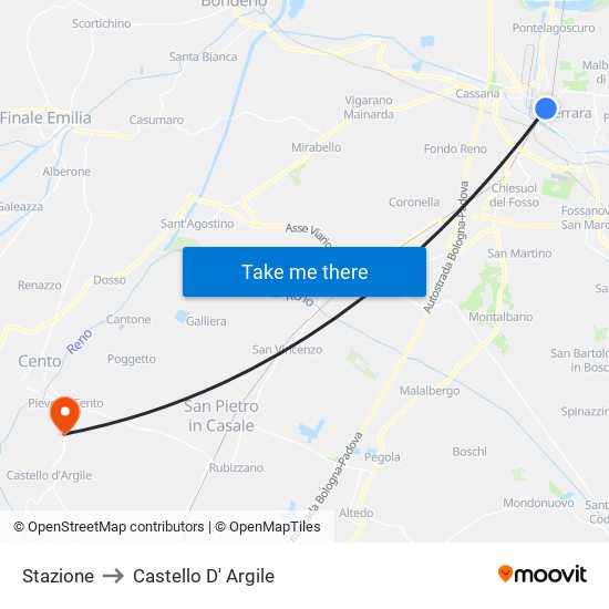 Stazione to Castello D' Argile map