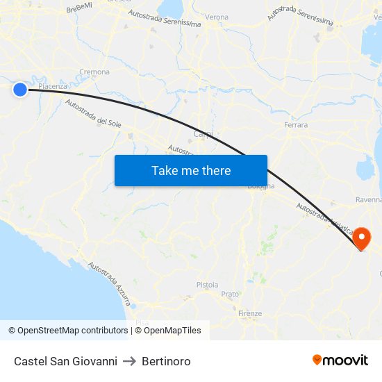 Castel San Giovanni to Bertinoro map