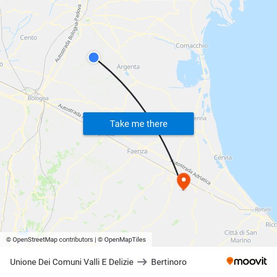 Unione Dei Comuni Valli E Delizie to Bertinoro map