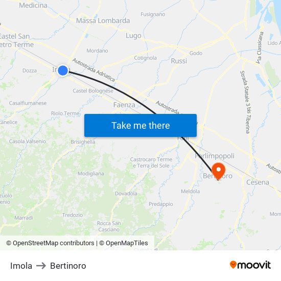 Imola to Bertinoro map