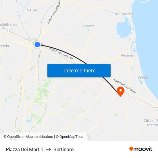 Piazza Dei Martiri to Bertinoro map