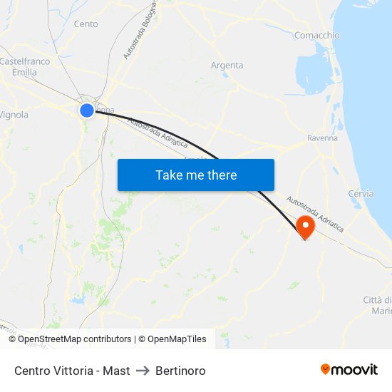 Centro Vittoria - Mast to Bertinoro map